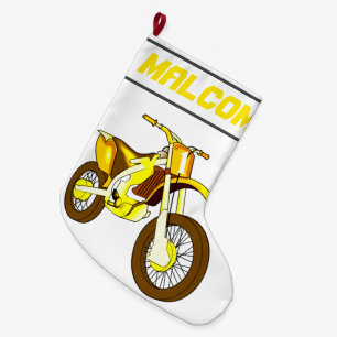 Calcetín Navideño Grande NOMBRE y edad o número sucio motocicleta