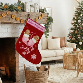 Calcetín Navideño Grande Nombres Personalizados Chicas de Pan de Jengibre H