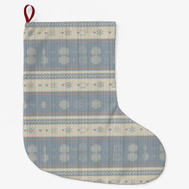 Calcetín Navideño Grande Nordic Knit Pet Christmas Stocking with Snowflakes