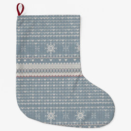 Calcetín Navideño Grande Nordic Knit Pet Stocking with Snowflakes & Paws