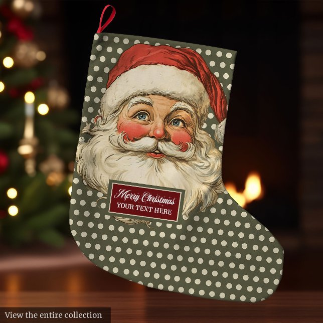 Calcetín Navideño Grande Nostálgico regalo de vacaciones de Santa Claus (Nostalgic Santa Claus Holiday Stocking Gift)