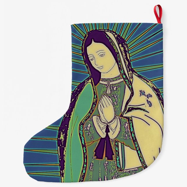 Calcetín Navideño Grande nuestra dama de guadalupe (Reverso)