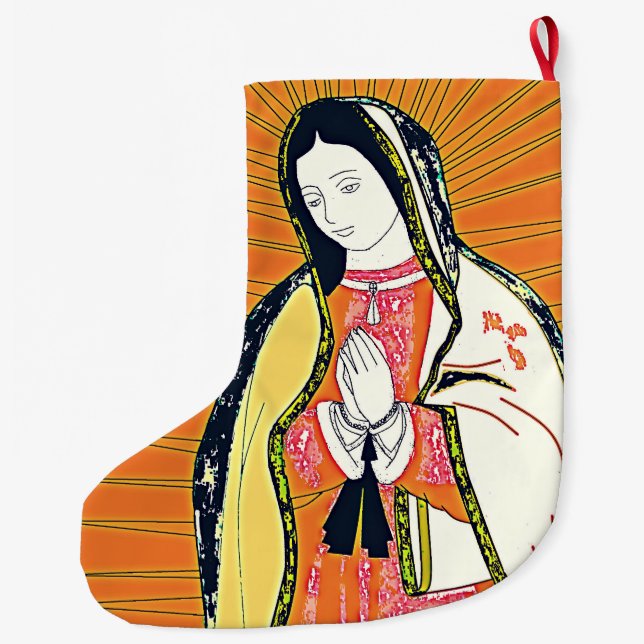 Calcetín Navideño Grande nuestra dama de guadalupe (Reverso)