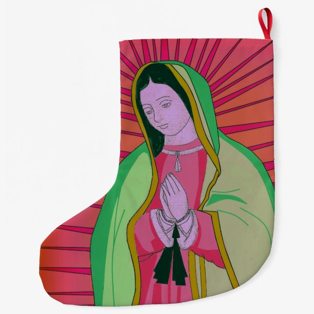 Calcetín Navideño Grande nuestra dama de guadalupe (Reverso)
