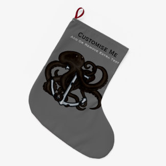 Calcetín Navideño Grande Octopus negro sobre ancla