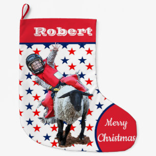 Calcetín Navideño Grande Oeste de Rodeo Cowgirl Mutton Busting