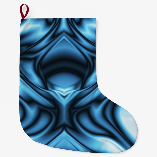 Calcetín Navideño Grande Ola de seda azul (Anverso)