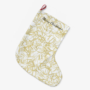 Calcetín Navideño Grande Oro Blanco Glam Glitzy Navidad