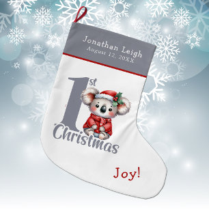 Calcetín Navideño Grande Osito Koala Adorable Primera Navidad del Bebé