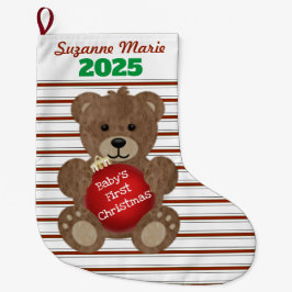 Calcetín Navideño Grande Oso de peluche de la primera Navidad del bebé