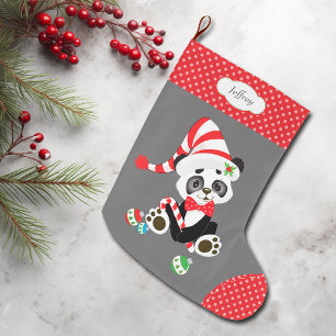 Calcetín Navideño Grande Oso Panda de Gorro de Media