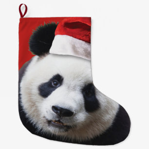 Calcetín Navideño Grande Oso Panda Papá Noel
