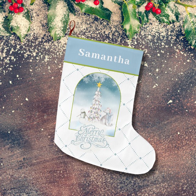 Calcetín Navideño Grande Oso Polar y Navidades de Snowman reaccionando (Subido por el creador)