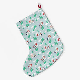 Calcetín Navideño Grande Osos polares y pingüinos de Navidades hábiles