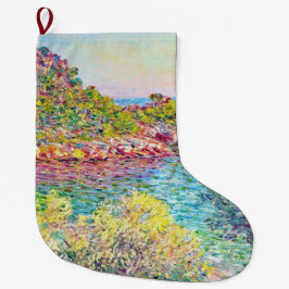 Calcetín Navideño Grande Paisaje cerca de Monte Carlo (por Claude Monet)