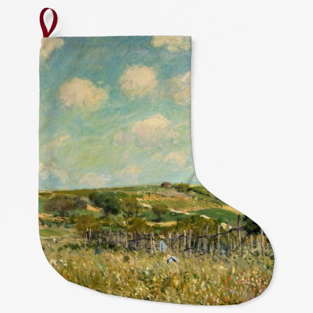 Calcetín Navideño Grande Paisaje Country Meadow (por Alfred Sisley) (Anverso)