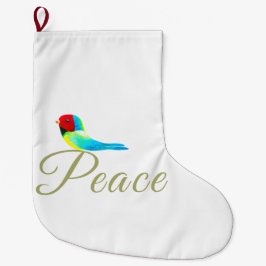 Calcetín Navideño Grande Pajarito de Navidad  Mensajero de Paz