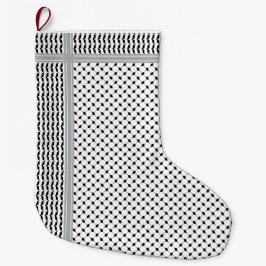 Calcetín Navideño Grande Palestinian Black & White Keffiyeh Stocking