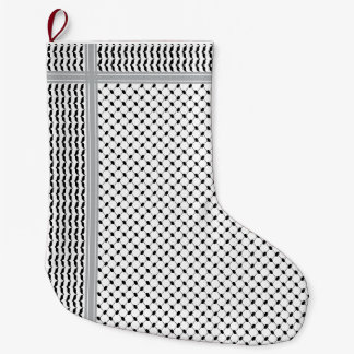 Calcetín Navideño Grande Palestinian Black & White Keffiyeh Stocking