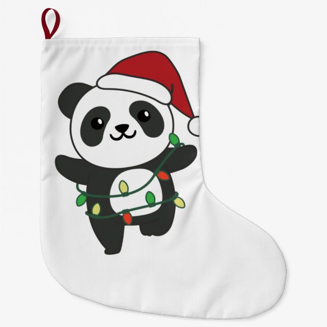 Calcetín Navideño Grande Panda Navidades Animales de Invierno Pandas Gran C (Anverso)