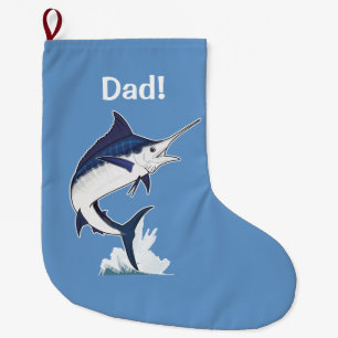 Calcetín Navideño Grande Papá: Aguja azul atlántica