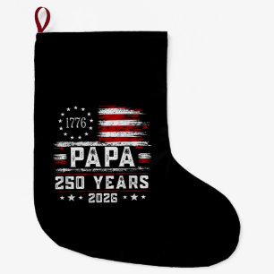 Calcetín Navideño Grande Papa Americano Bandera 250 Años 4 de Julio Abuelo