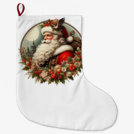 Calcetín Navideño Grande Papá Noel con decoración