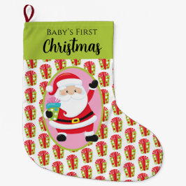 Calcetín Navideño Grande Papá Noel Con Regalos