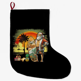 Calcetín Navideño Grande Papá Noel de Surf de Verano Tropical 6 Pack Navida