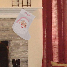 Calcetín Navideño Grande Papá Noel en el Gorra rosado