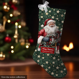 Calcetín Navideño Grande Papá Noel Vintage inmaduro se paraliza con lo pers