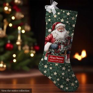 Calcetín Navideño Grande Papá Noel Vintage inmaduro se paraliza con lo pers