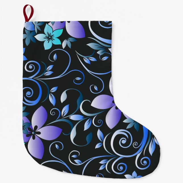 Calcetín Navideño Grande Papel de pared de flores 6 (Anverso)