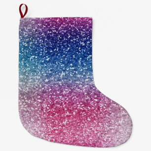 Calcetín Navideño Grande Papel de regalo con brillo rosa azul ombre