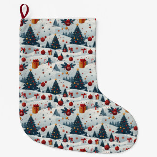 Calcetín Navideño Grande Papel de regalo con patrón de árboles de Navidad l