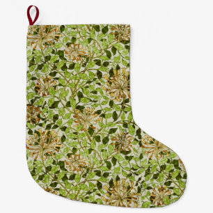 Calcetín Navideño Grande Papel pintado floral de madreselva verde de Willia