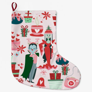 Calcetín Navideño Grande pareja de vampiros góticos de navidad de terror