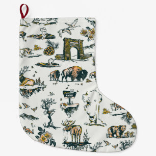 Calcetín Navideño Grande Parque nacional Yellowstone Patrón animal Regalo d