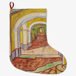 Calcetín Navideño Grande Pasillo en el Asilo (por Vincent van Gogh)