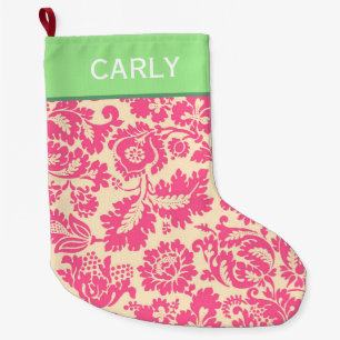 Calcetín Navideño Grande Patrón Chintz Rosa