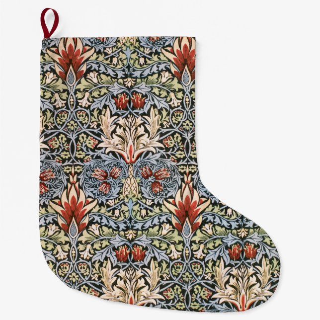 Calcetín Navideño Grande Patrón de cabeza de serpiente (por William Morris) (Anverso)