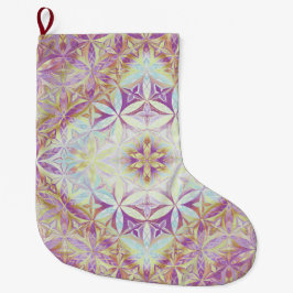 Calcetín Navideño Grande Patrón de Flor de la Vida