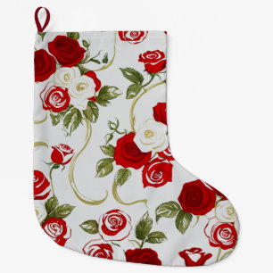 Calcetín Navideño Grande Patrón de flor de Rosa