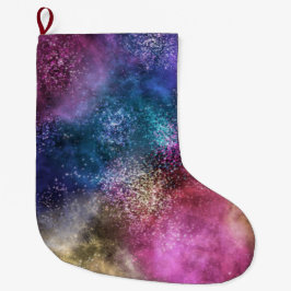 Calcetín Navideño Grande Patrón de galaxia colorido