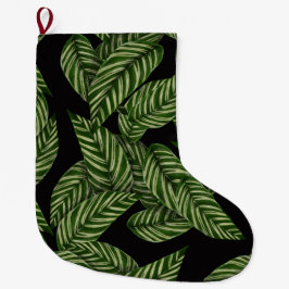 Calcetín Navideño Grande Patrón de hojas tropicales