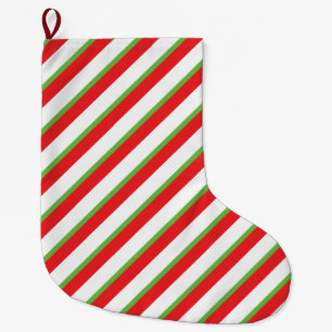Calcetín Navideño Grande Patrón de líneas diagonales de navidades