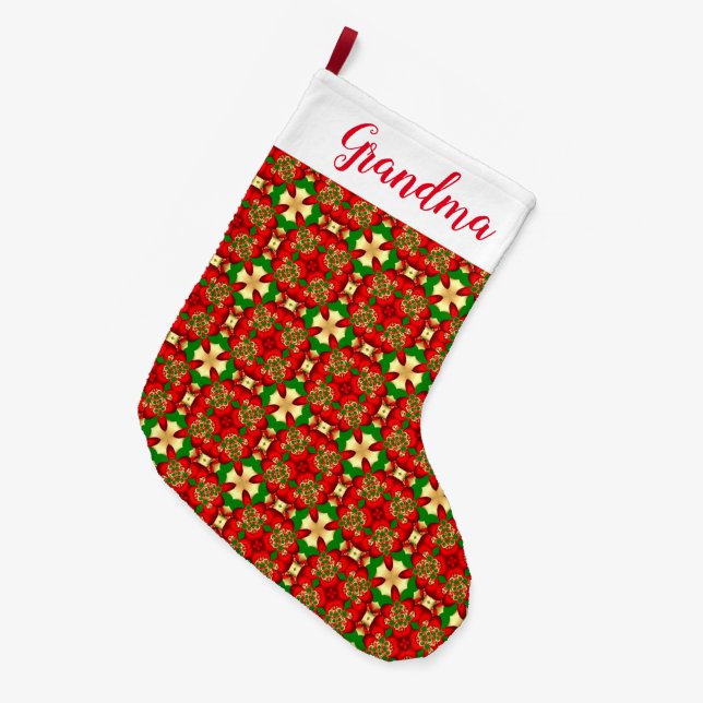 Calcetín Navideño Grande Patrón de Navidad (Frente (Colgado))
