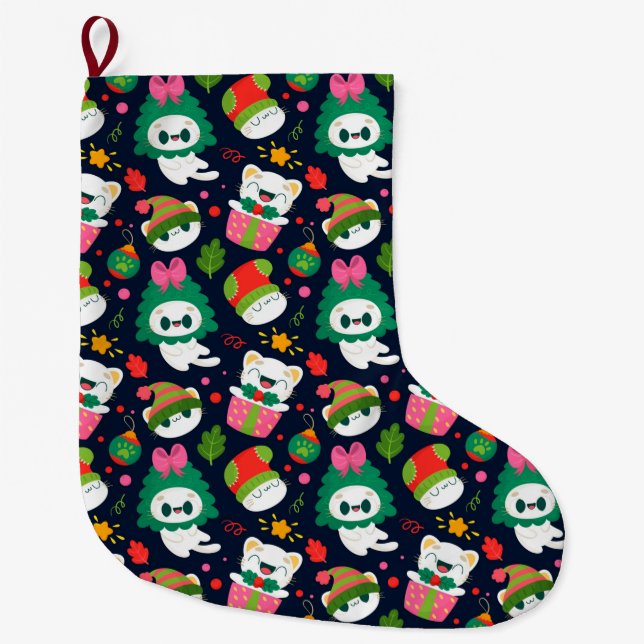 Calcetín Navideño Grande Patrón de Navidades divertidos (Anverso)