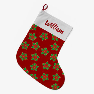 Calcetín Navideño Grande Patrón de navidades Poinsettia