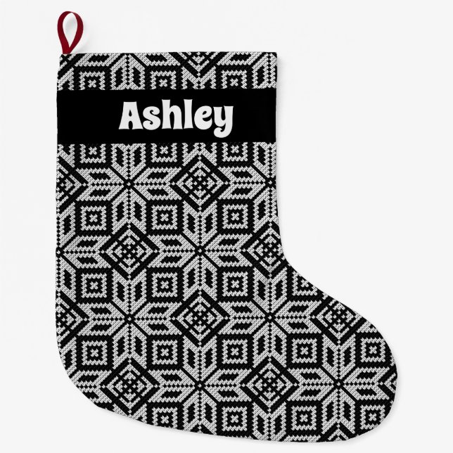 Calcetín Navideño Grande Patrón de Navidades Selburose escandinavos (Anverso)